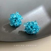 Sweet and fresh blue hydrangea handcrafted designer glass crystal silver needle stud earrings factory earrings for women Specification image